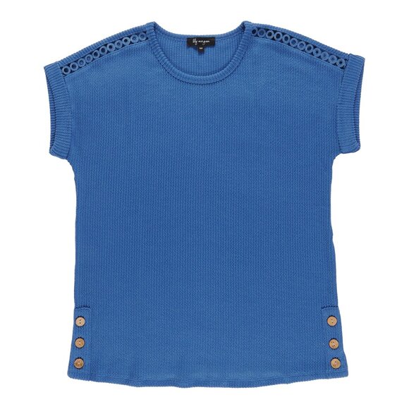 Blue Short Sleeve Shirt with openwork shoulder detail - Picture 4 of 4